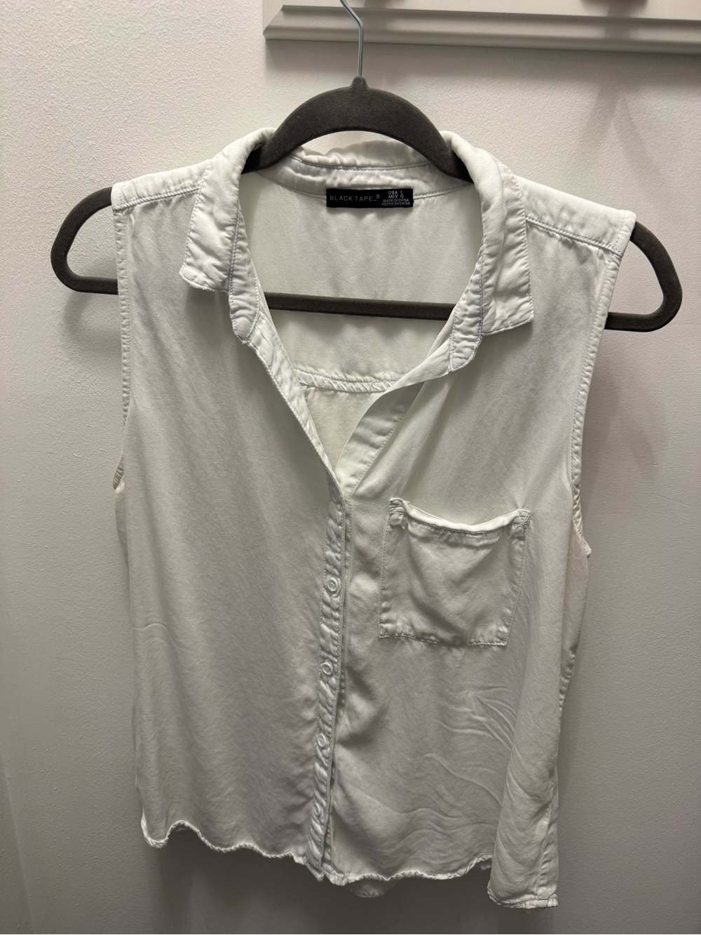 White Sleeveless Button-Front Top